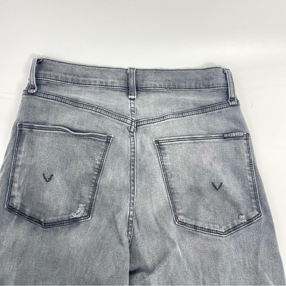 HUDSON Kass High Rise & Straight Fit Jeans Raw Hem Faded Black‎ Distressed 25 - Picture 12 of 15